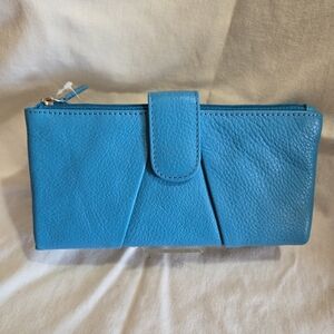 Mundi Cerulean Blue Leather Women's Clutch/Wallet NWT
